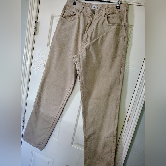 Vintage 90s Calvin Klein beige tan denim jeans Size 33 Casual Preppy Minimalist - Picture 1 of 8